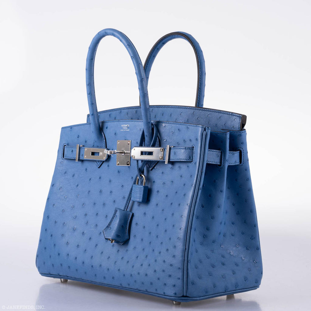 Hermès Birkin 30 Mykonos Ostrich Palladium Hardware - 2016, A