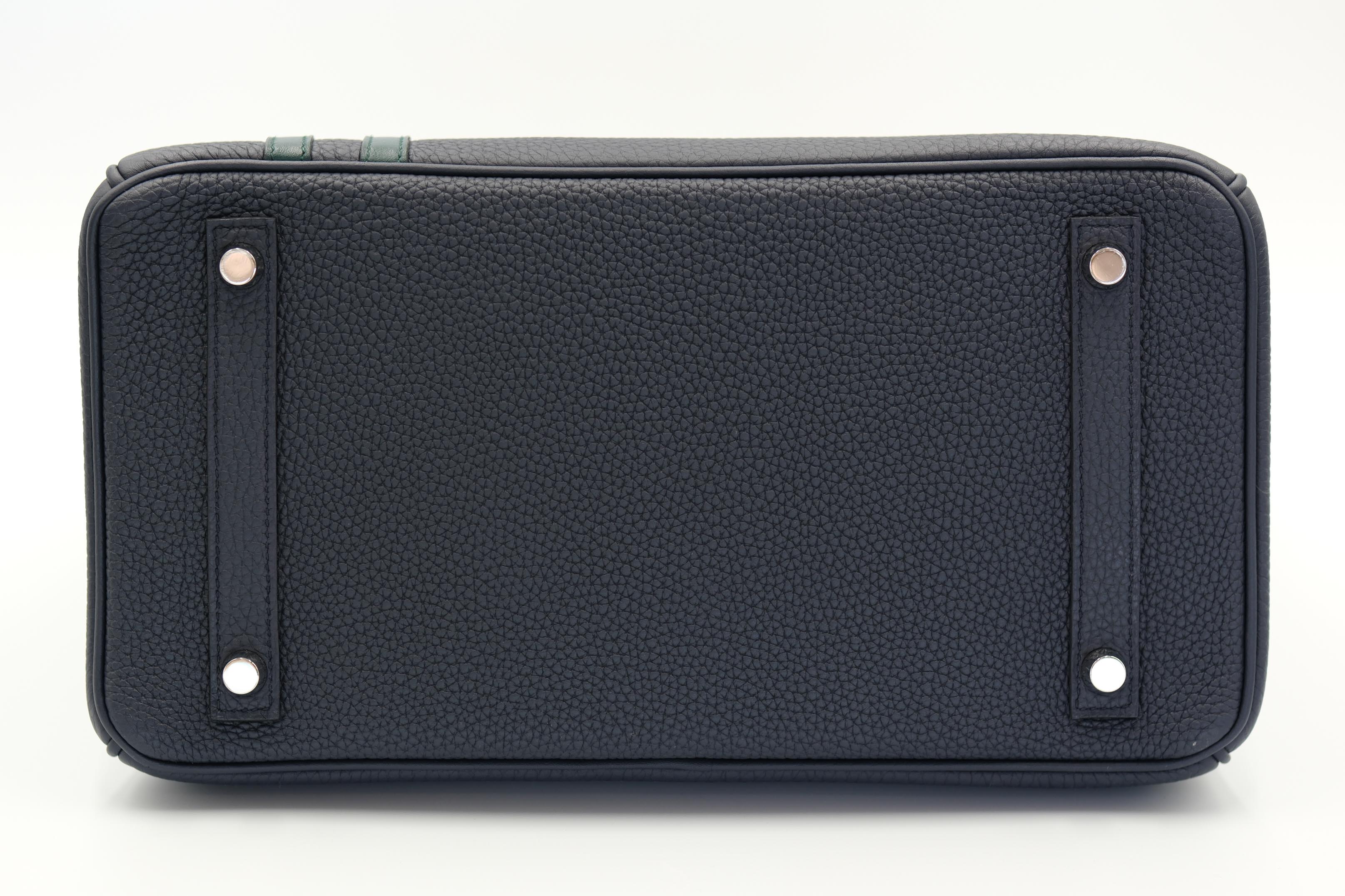 Hermès Birkin 30 Officier Bleu Nuit and Vert Cypress Togo Palladium Hardware