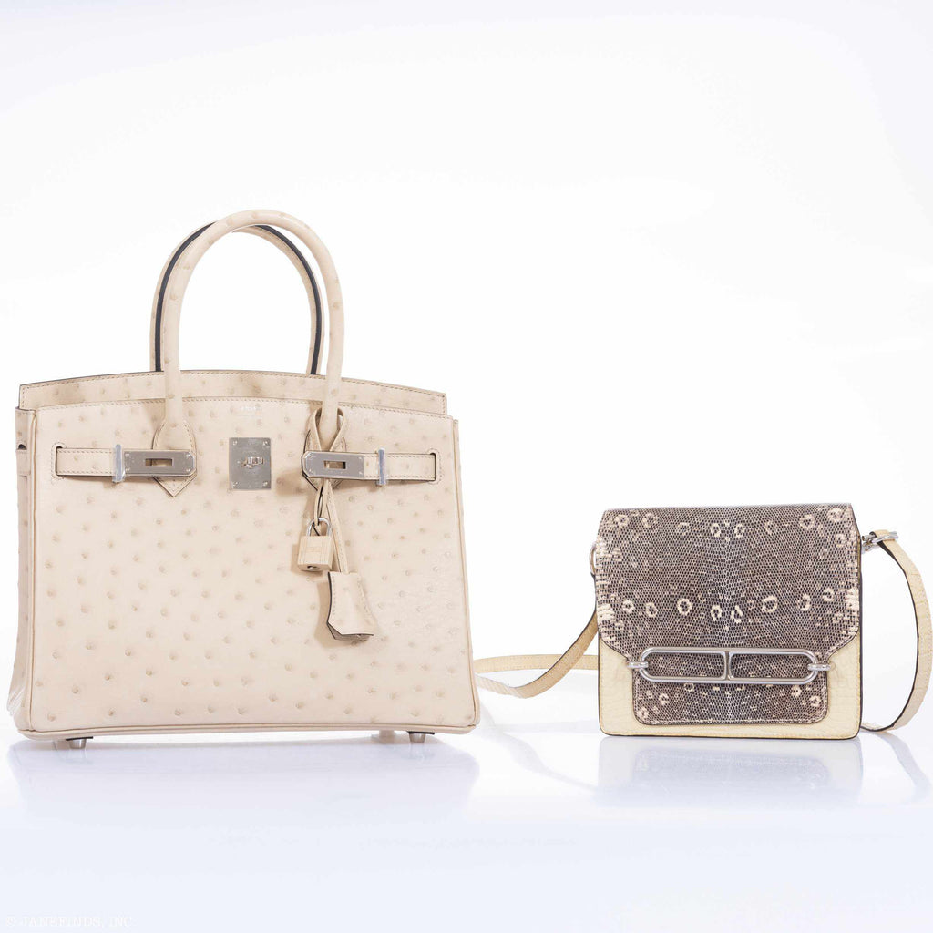 Hermès Birkin 30 Parchemin Ostrich Palladium Hardware - 2020, Y