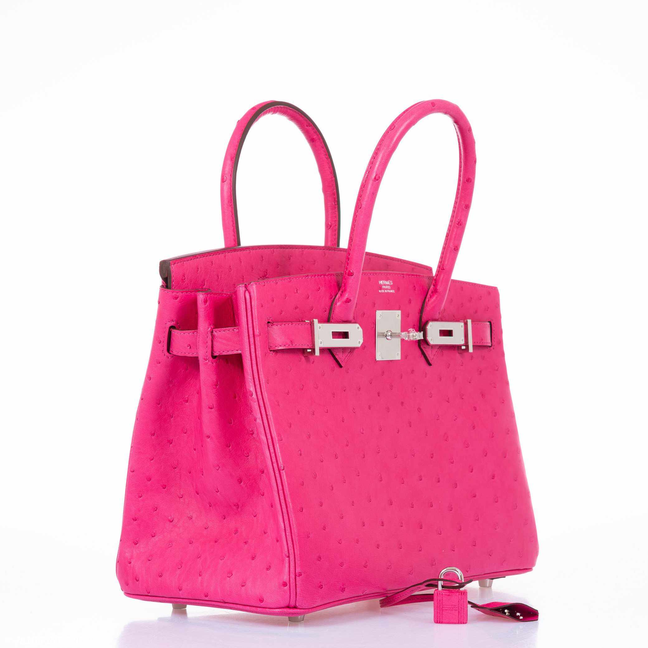 Hermès Birkin 30 Rose Tyrien Ostrich Palladium Hardware - 2020, Y