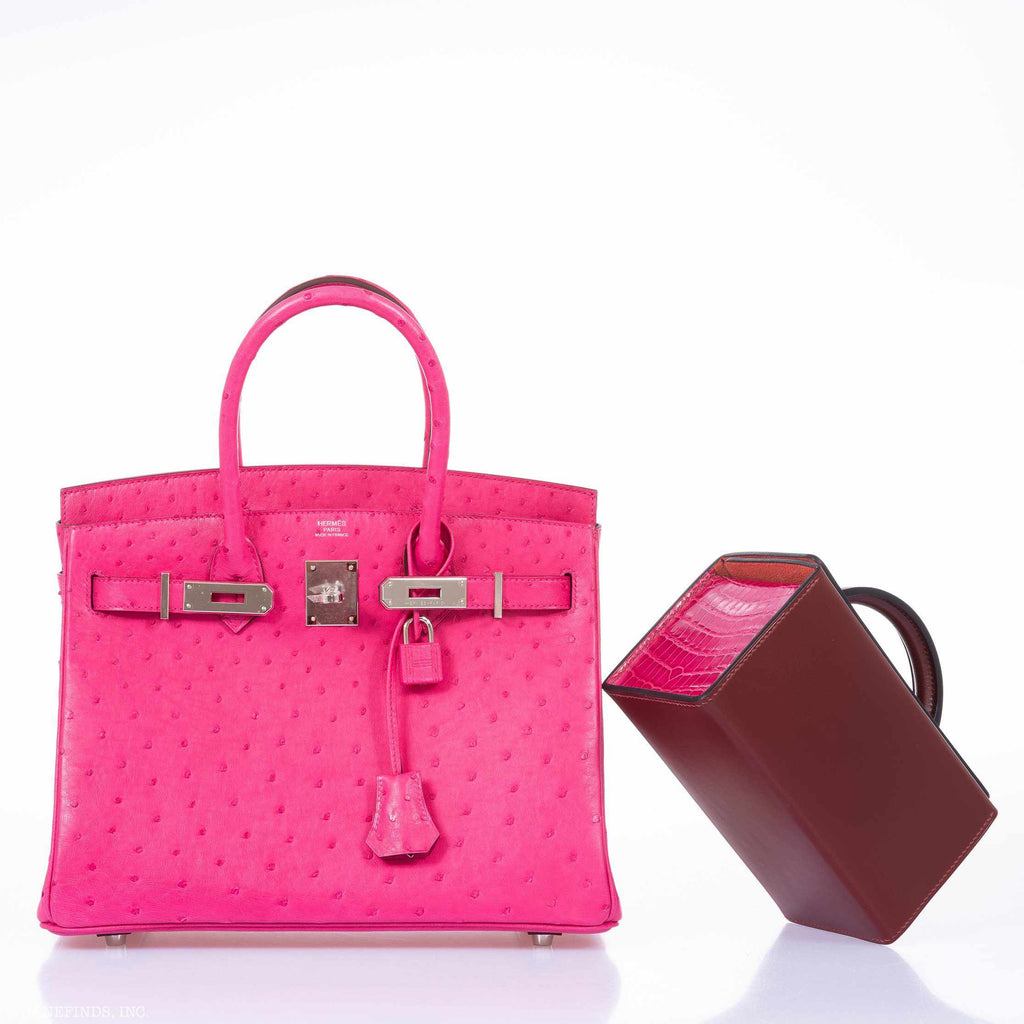 Hermès Birkin 30 Rose Tyrien Ostrich Palladium Hardware - 2020, Y