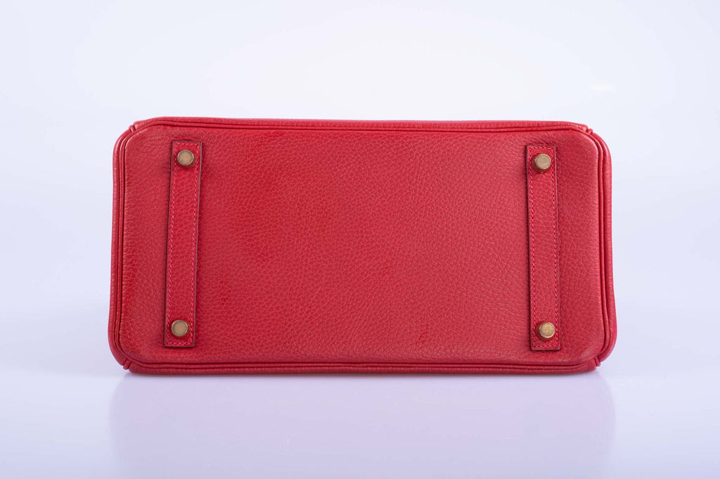 Hermès Birkin 30 Rouge Vif Ardenne with Gold Hardware