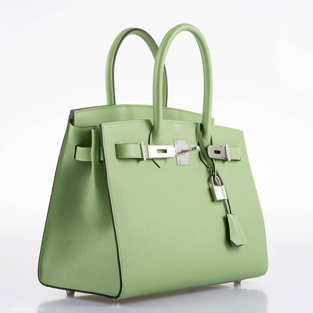 Hermès Birkin 30 Sellier Vert Criquet Madame Grain Palladium Hardware - 2020, Y
