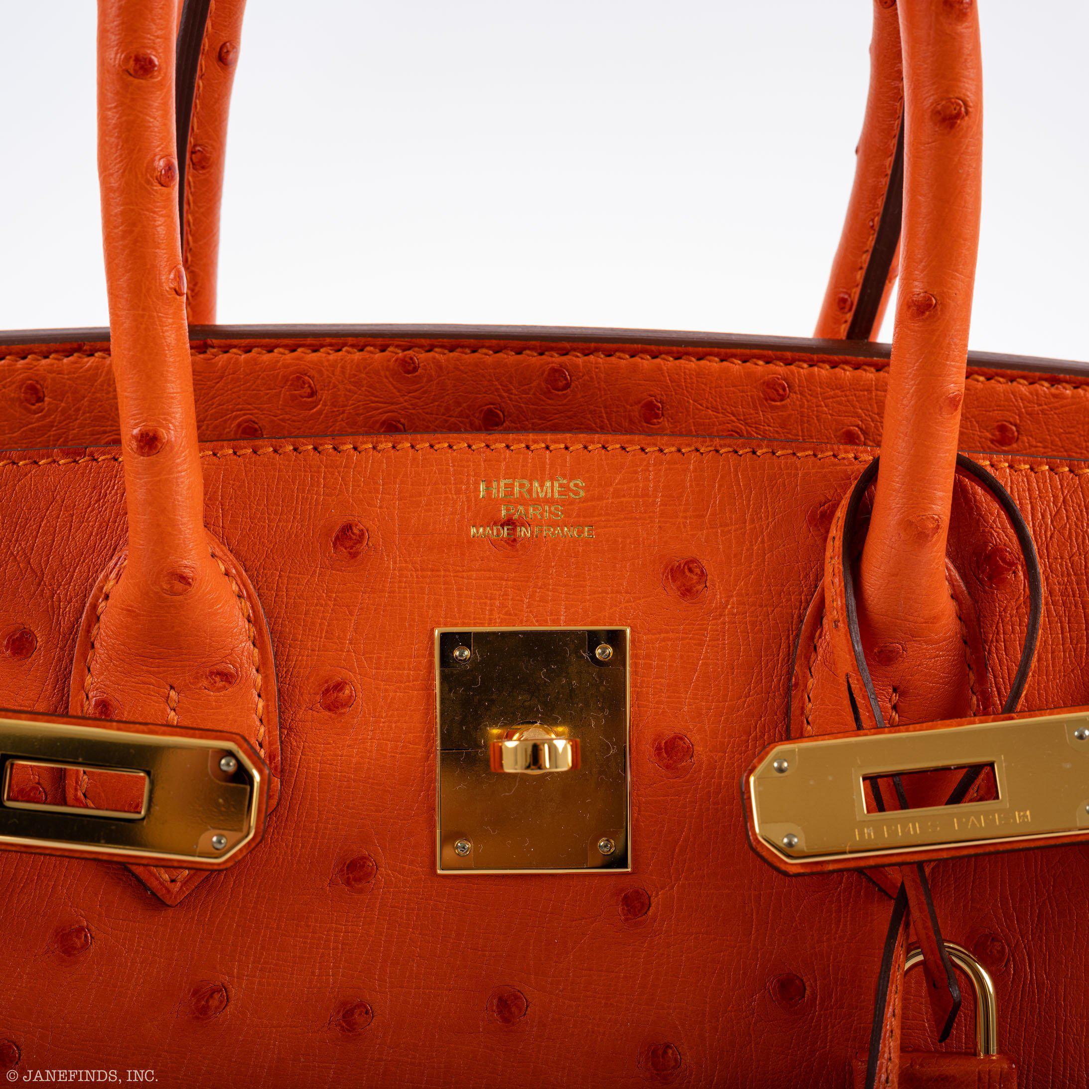 Hermès Birkin 30 Tangerine Ostrich with Gold Hardware - 2016, X