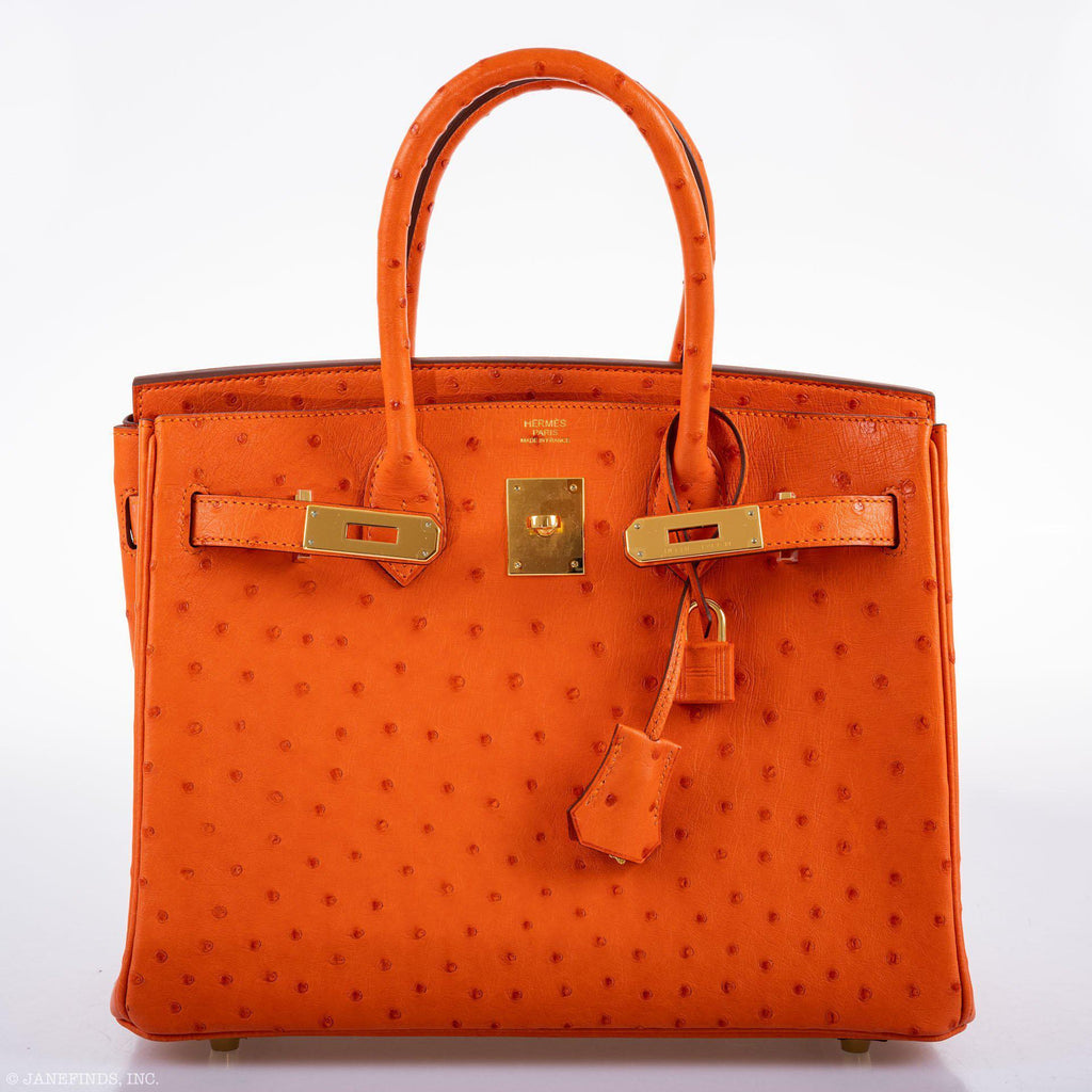 Hermès Birkin 30 Tangerine Ostrich with Gold Hardware - 2016, X