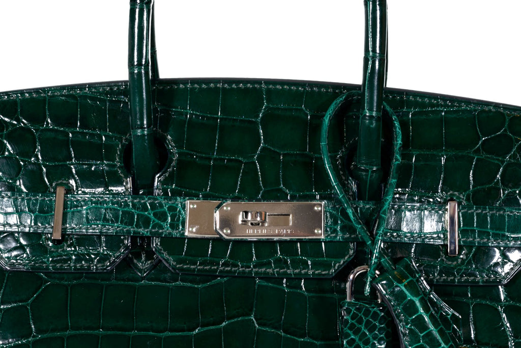 Hermès Birkin 30 Vert Foncé Shiny Niloticus Crocodile Gold Hardware