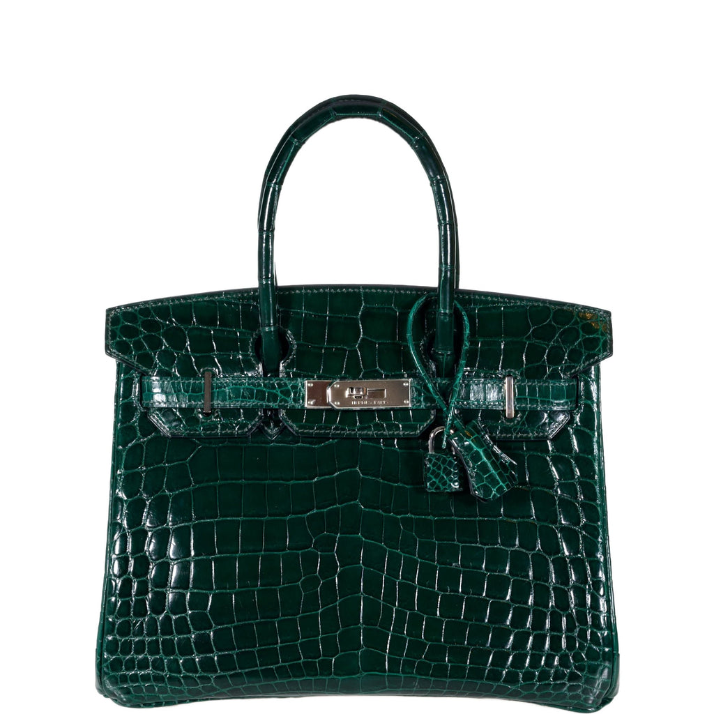 Hermès Birkin 30 Vert Foncé Shiny Niloticus Crocodile Gold Hardware