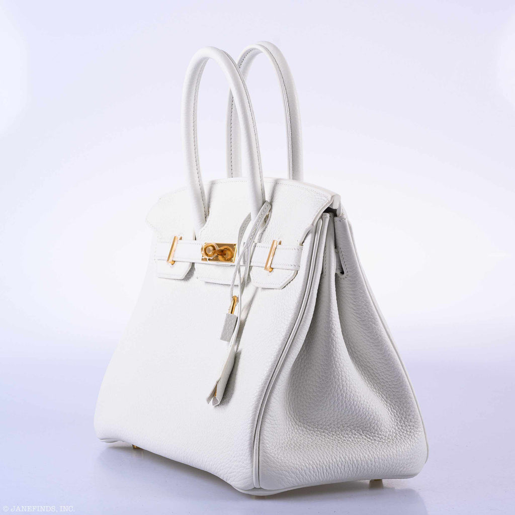 Hermès Birkin 30 White Clemence Gold Hardware