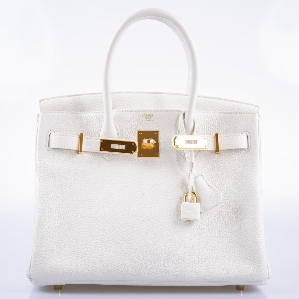 Hermès Birkin 30 White Clemence with Gold Hardware