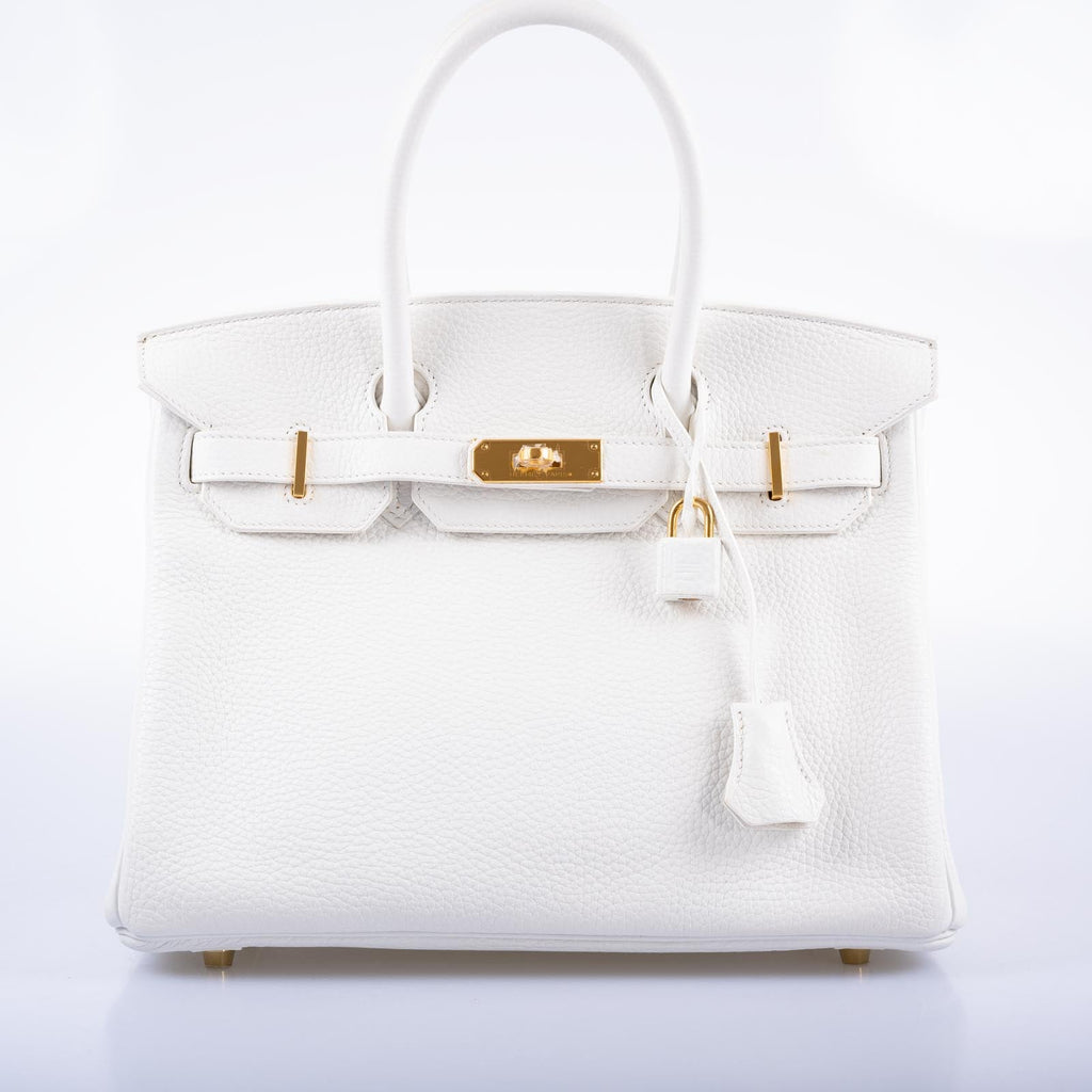Hermès Birkin 30 White Clemence with Gold Hardware