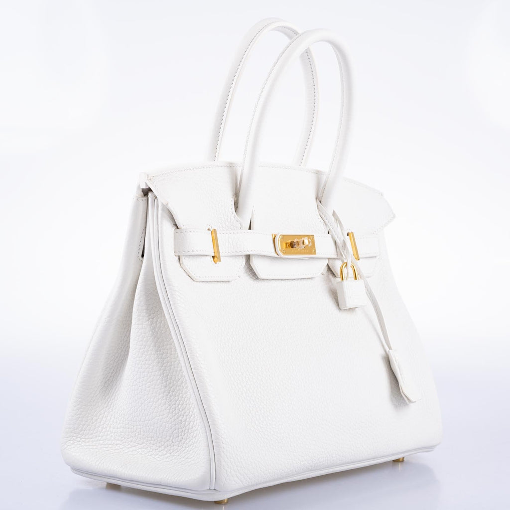 Hermès Birkin 30 White Clemence with Gold Hardware