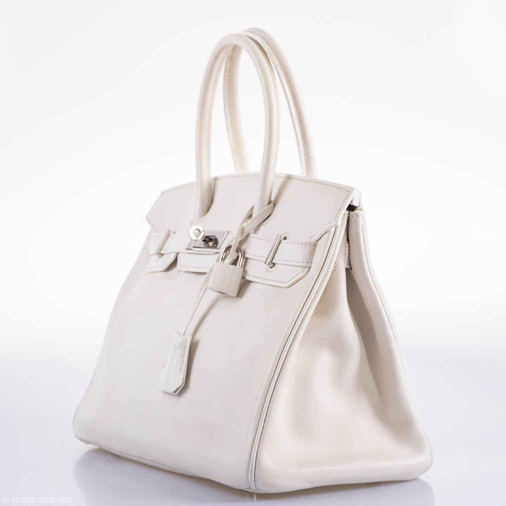 Hermès Birkin 30 White Swift with Palladium Hardware - 2007, K Square