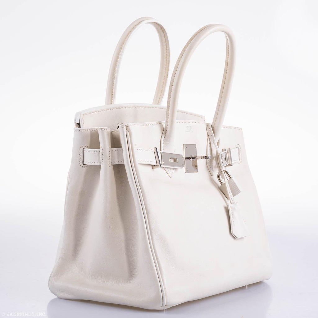 Hermès Birkin 30 White Swift with Palladium Hardware - 2007, K Square