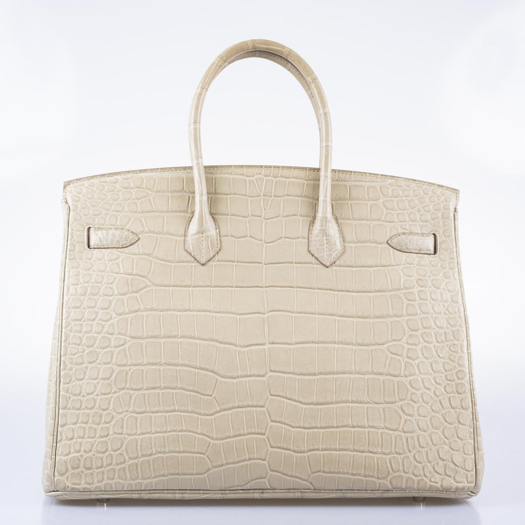 Hermès Birkin 35 Beton Matte Porosus Crocodile Palladium Hardware