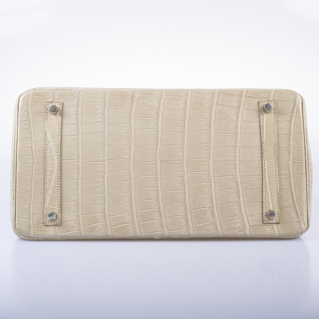 Hermès Birkin 35 Beton Matte Porosus Crocodile Palladium Hardware