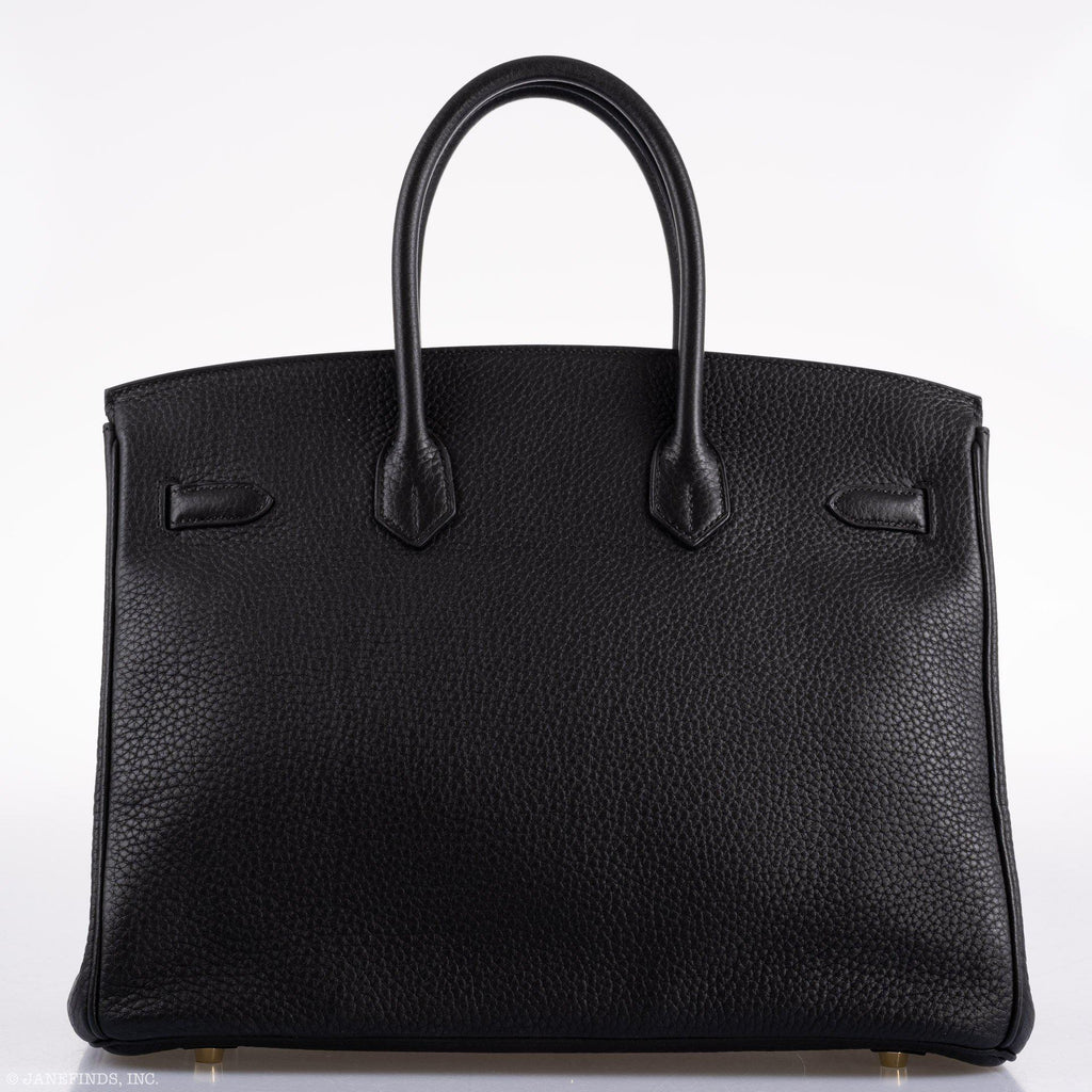 Hermès Birkin 35 Black Clemence Leather Gold Hardware - Square N