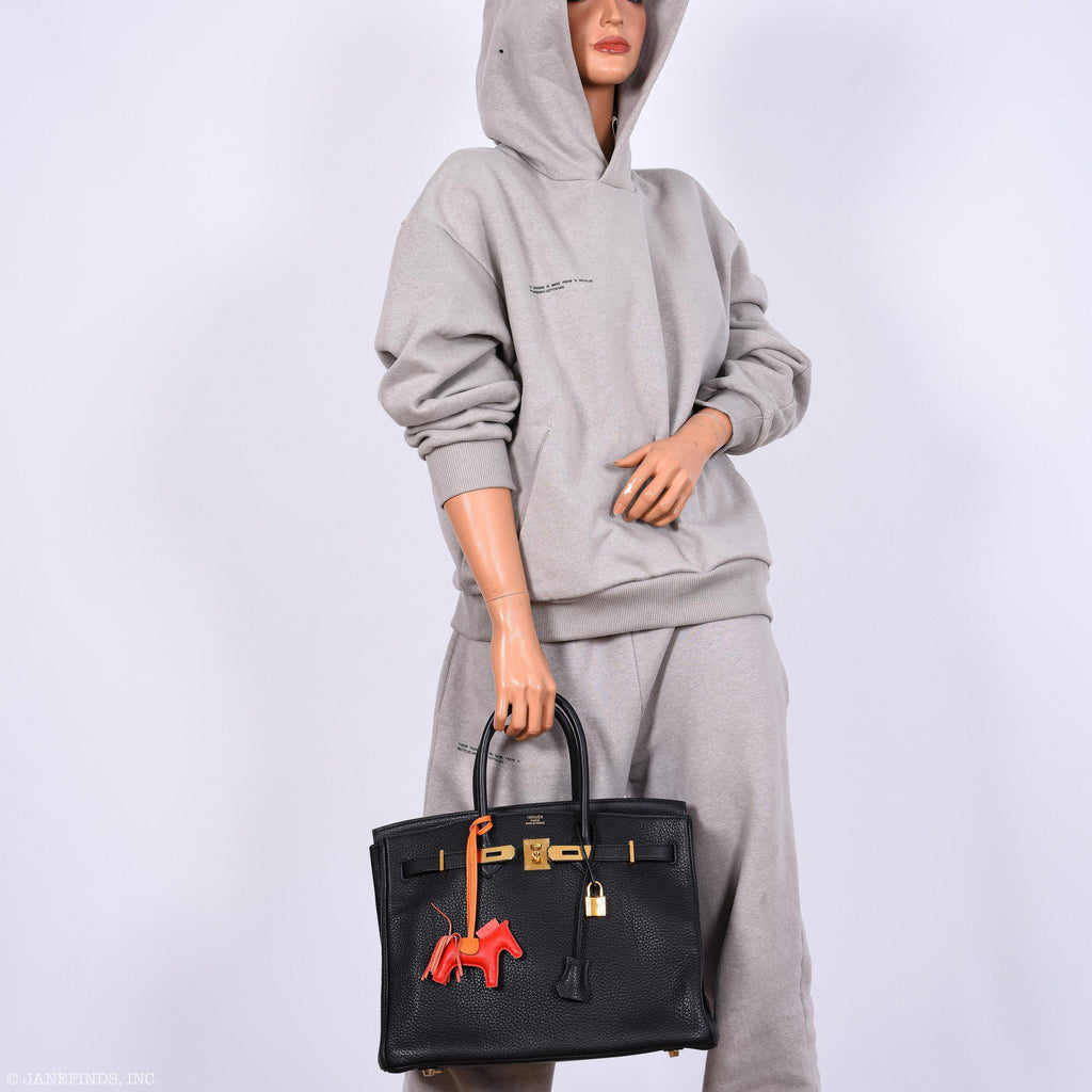 Hermès Birkin 35 Black Clemence Leather Gold Hardware - Square N