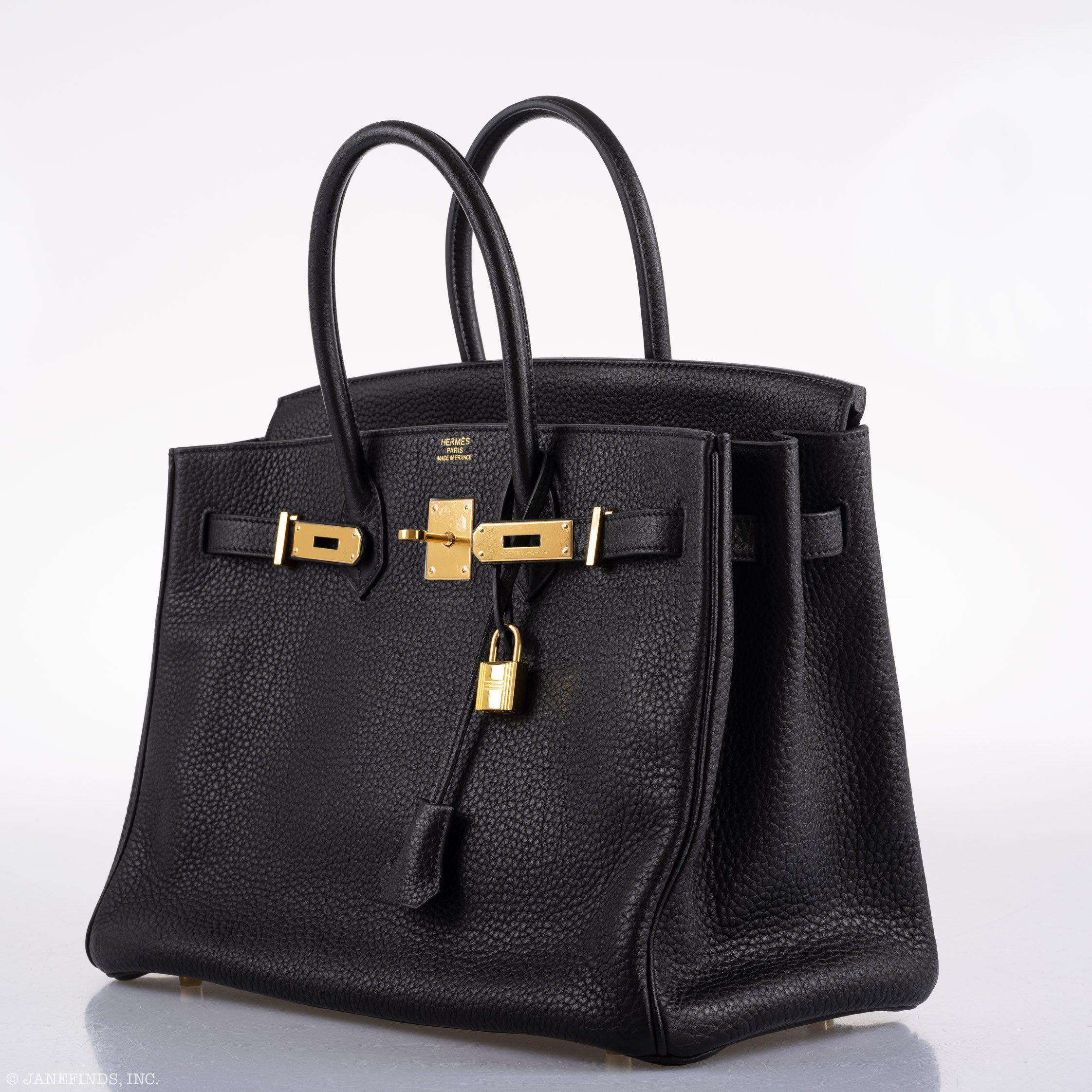 Hermès Birkin 35 Black Clemence Leather Gold Hardware - Square N