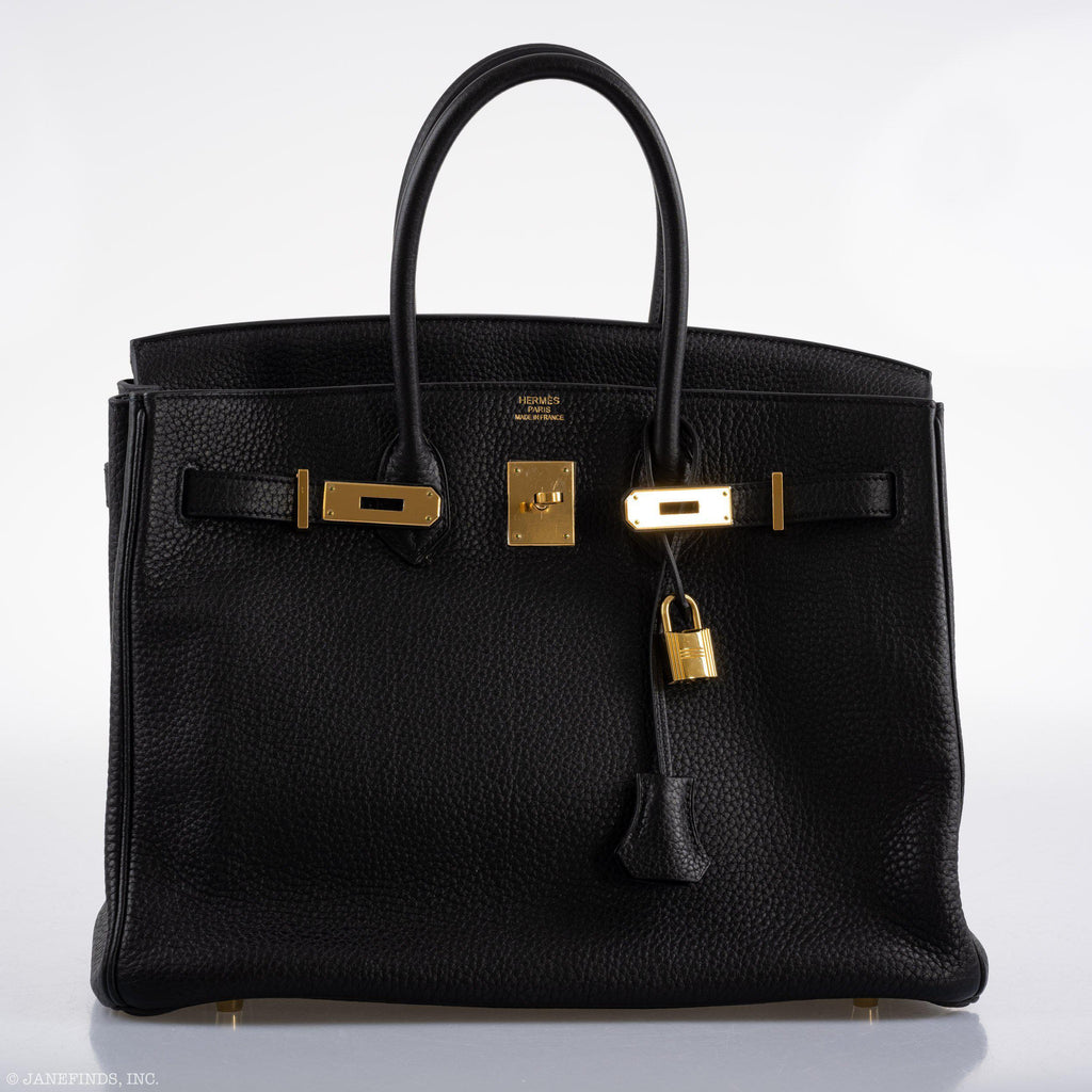 Hermès Birkin 35 Black Clemence Leather Gold Hardware - Square N