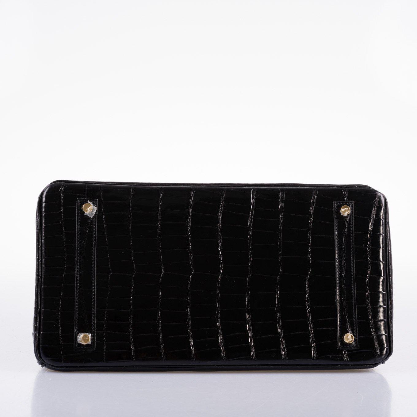 Hermès Birkin 35 Black Shiny Porosus Crocodile with Gold Hardware