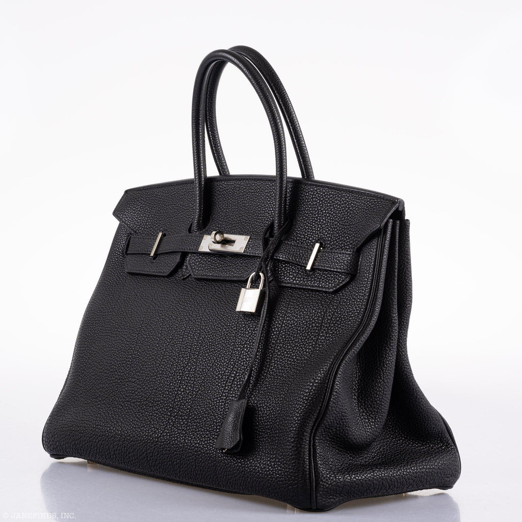 Hermès Birkin 35 Black Togo Palladium Hardware - 2003, Square G 