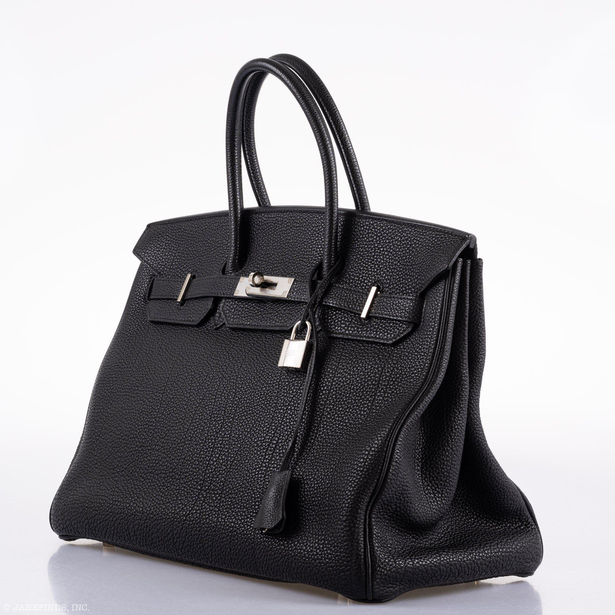 Hermès Birkin 35 Black Togo Palladium Hardware - 2003, Square G 