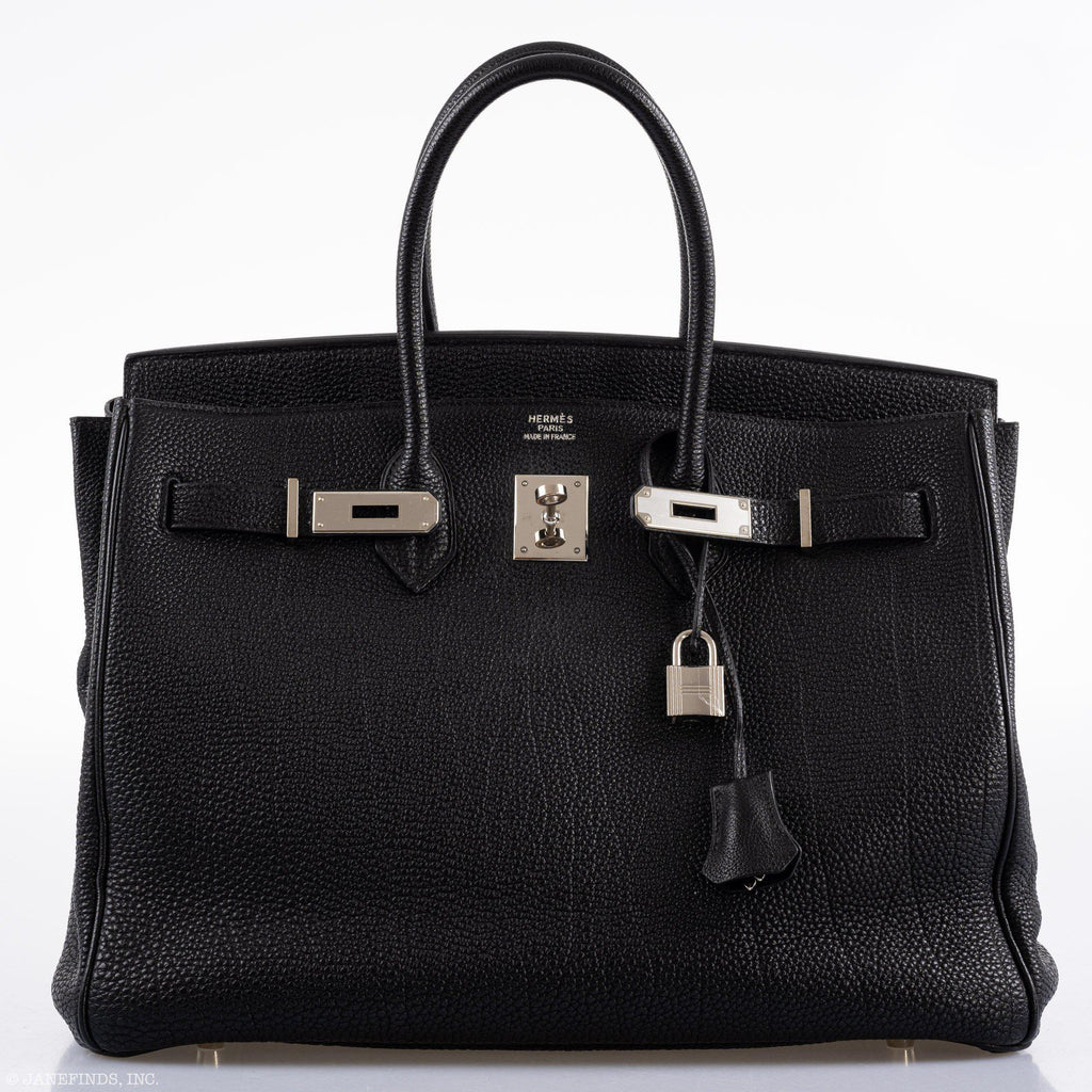 Hermès Birkin 35 Black Togo Palladium Hardware - 2003, Square G 