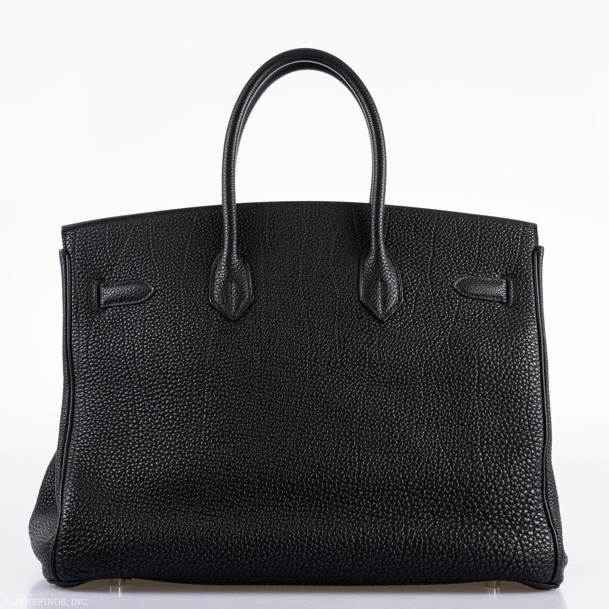 Hermès Birkin 35 Black Togo Palladium Hardware - 2003, Square G 