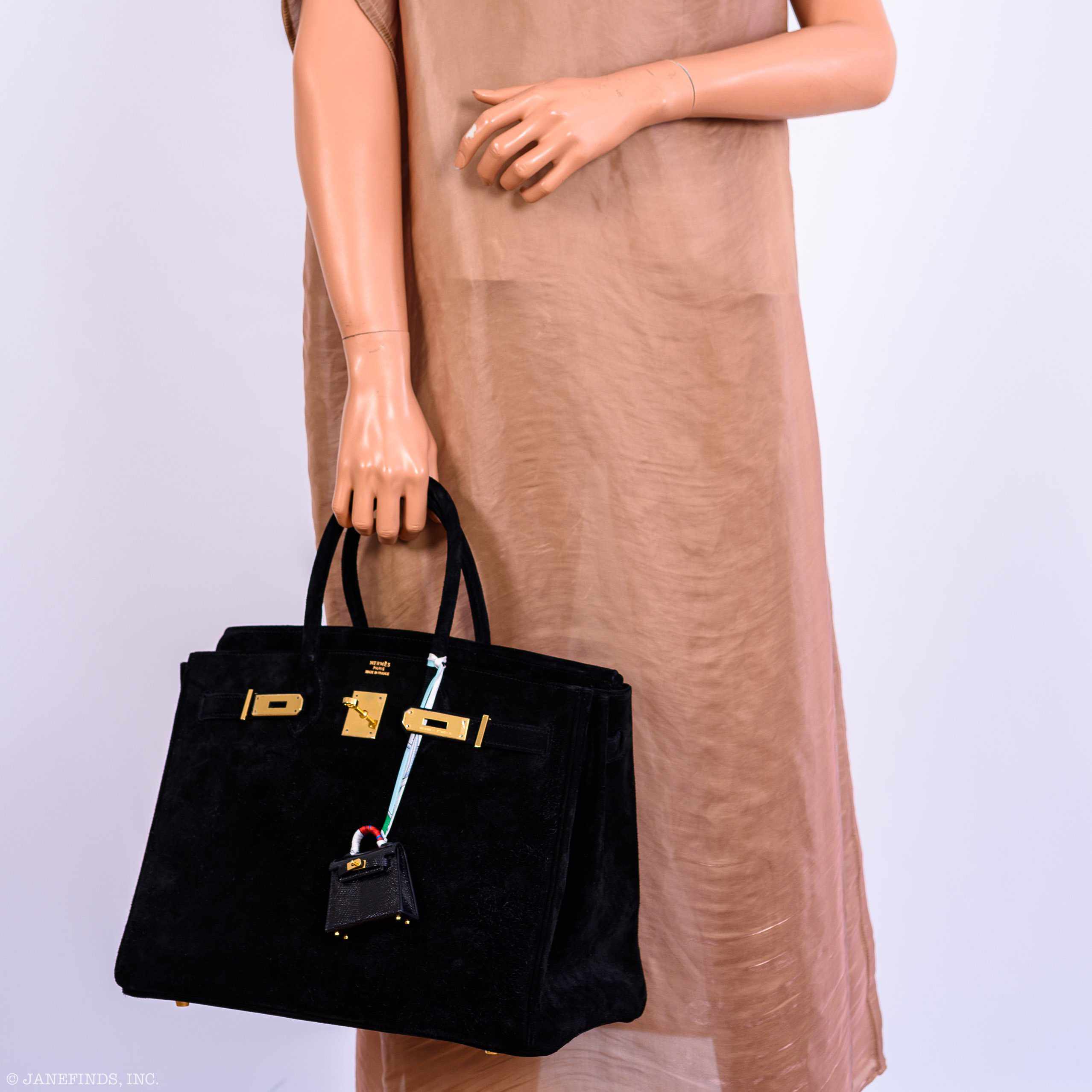 Hermès Birkin 35 Black Veau Velours Suede Gold Hardware