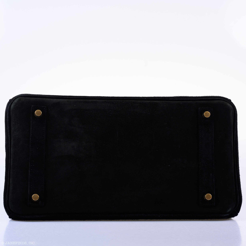 Hermès Birkin 35 Black Veau Velours Suede Gold Hardware