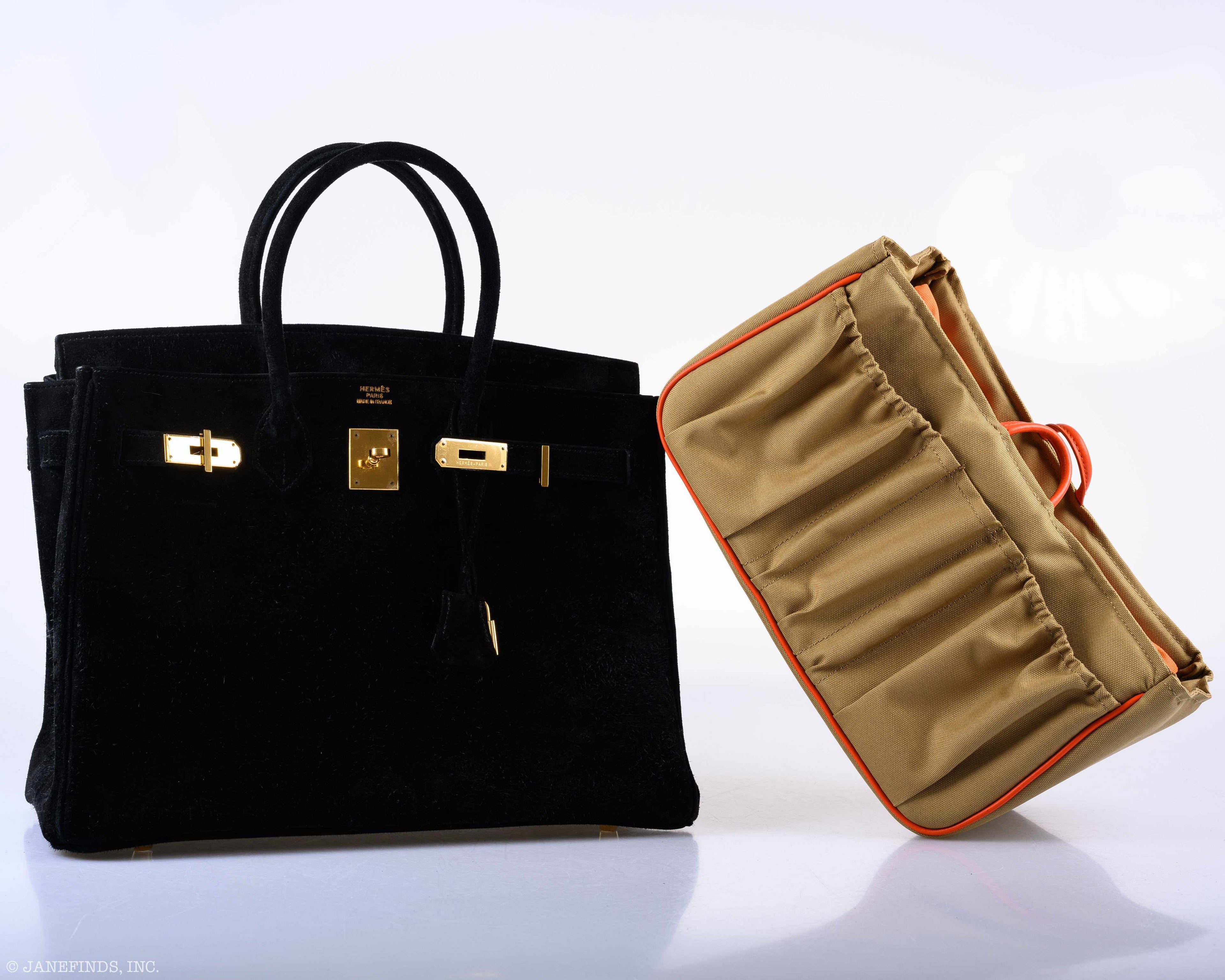 Hermès Birkin 35 Black Veau Velours Suede Gold Hardware