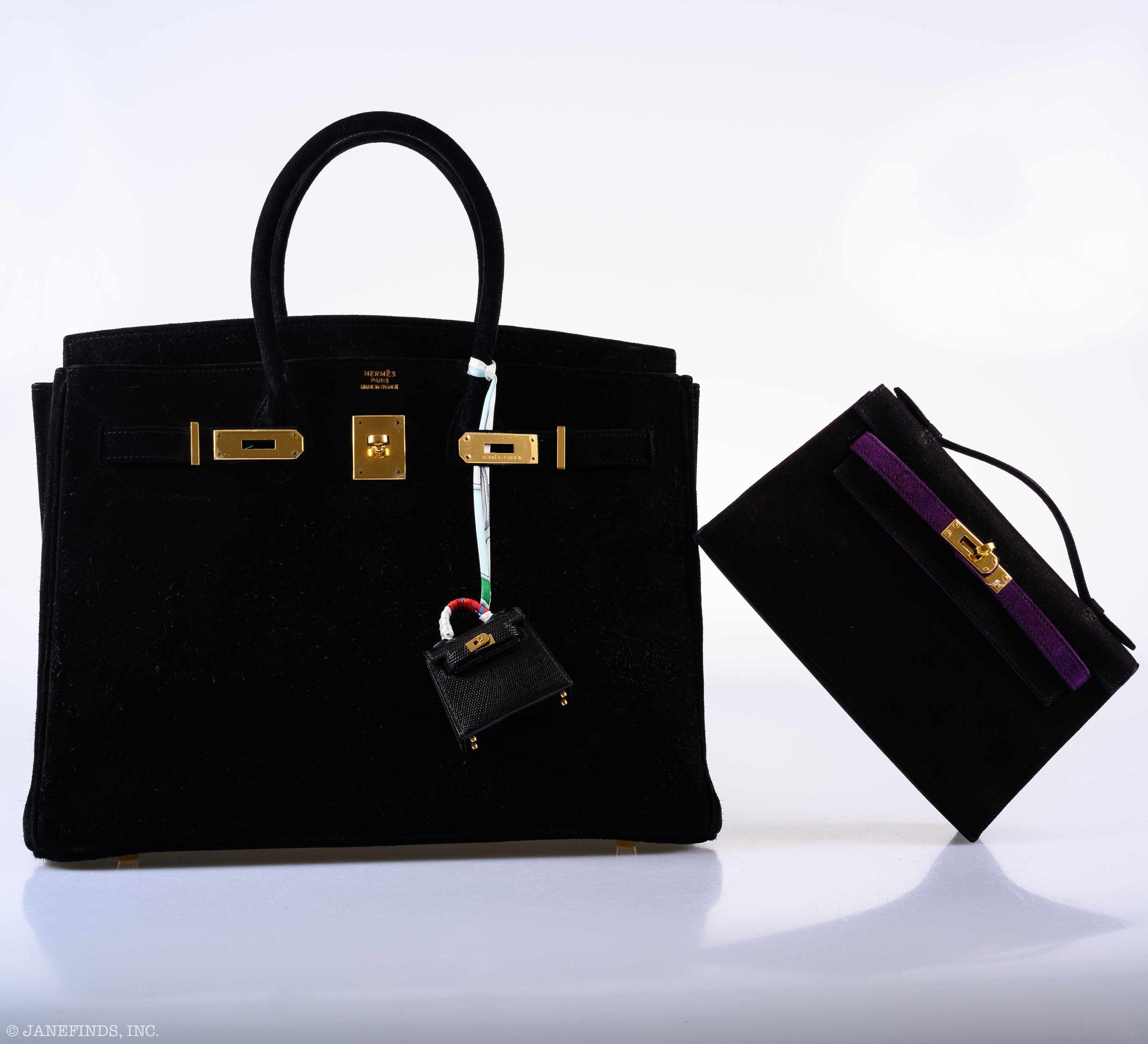Hermès Birkin 35 Black Veau Velours Suede Gold Hardware