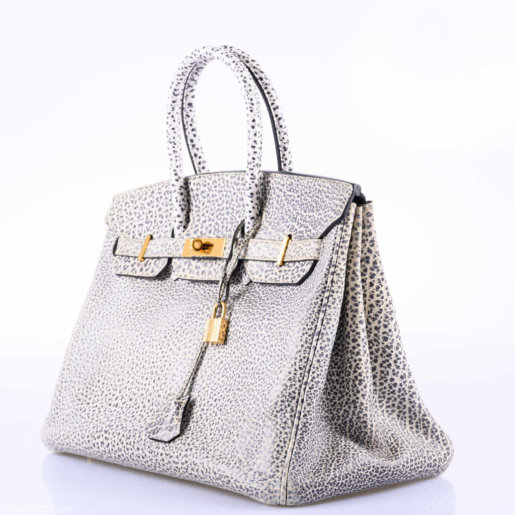 Hermès Birkin 35 Black & White Dalmatian Buffalo Gold Hardware