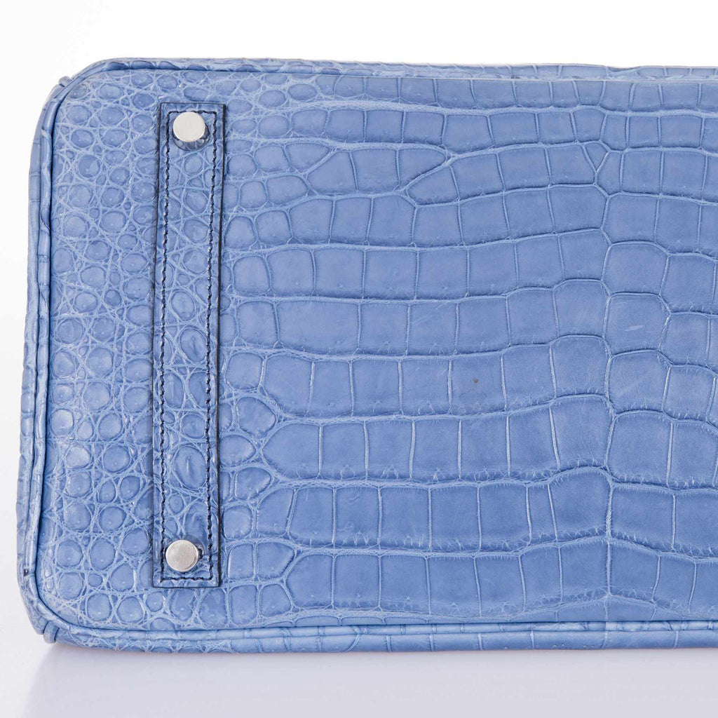 Hermès Birkin 35 Bleu Brighton Porosus Crocodile Palladium Hardware