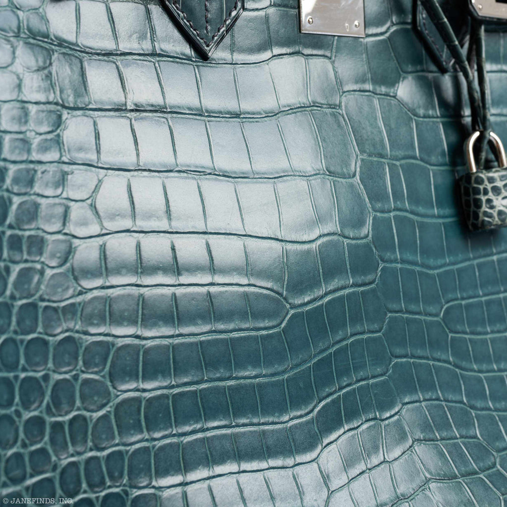 Hermès Birkin 35 Blue Jean Porosus Crocodile Palladium Hardware
