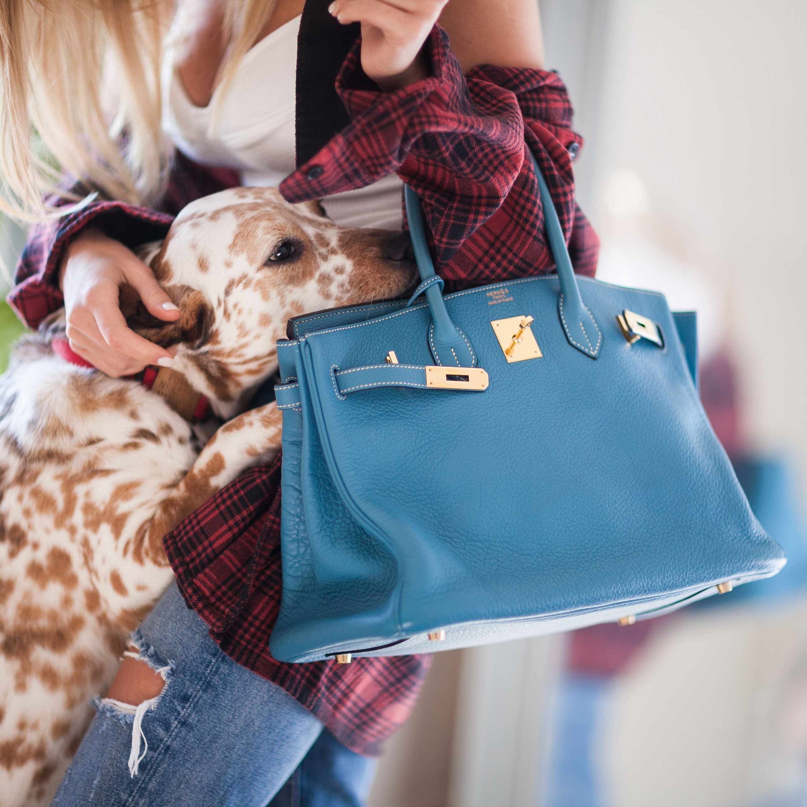 Hermès Birkin 35 Blue Jean Togo with Palladium Hardware - 2008, K Square