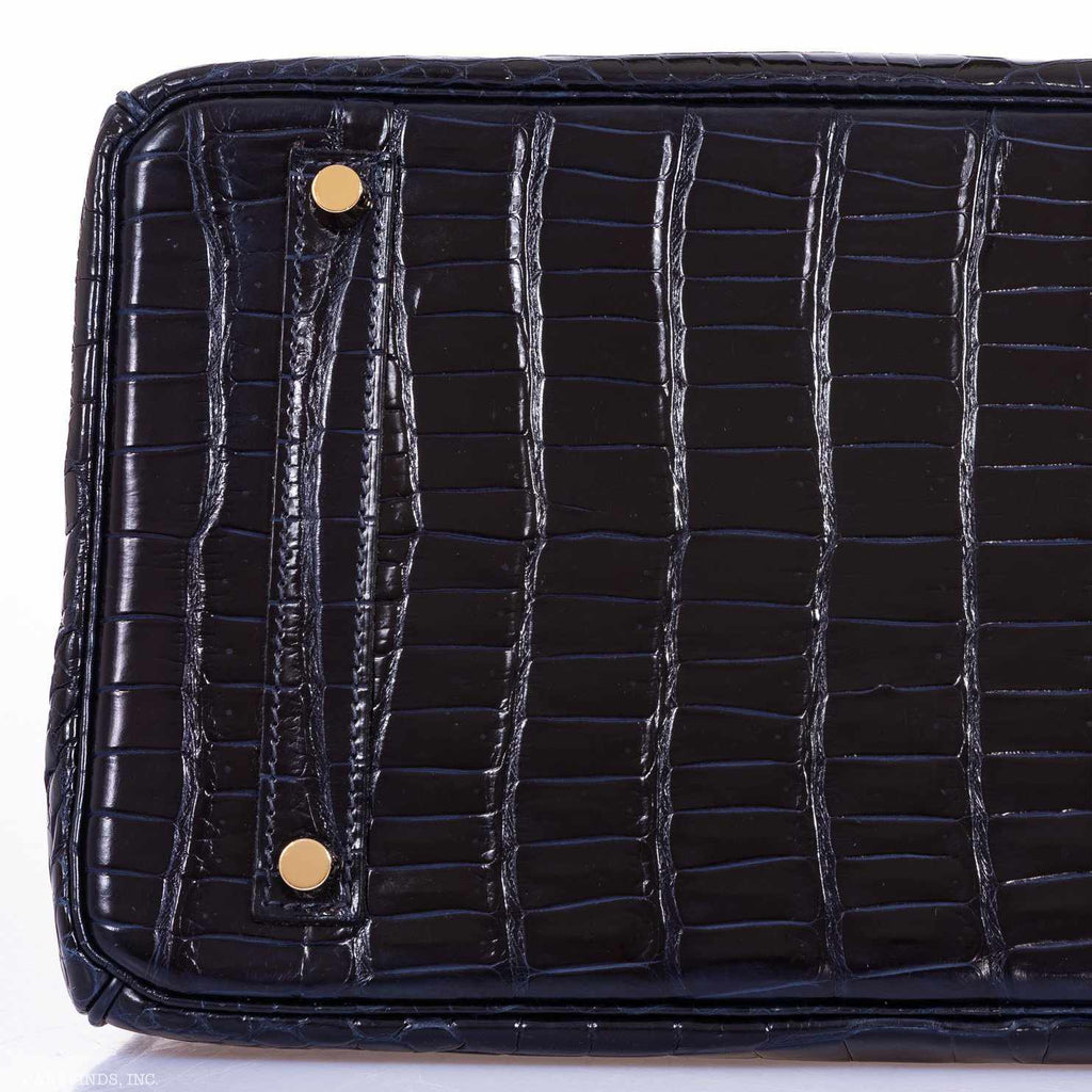 Hermès Birkin 35 Blue Marine Shiny Porosus Crocodile Gold Hardware