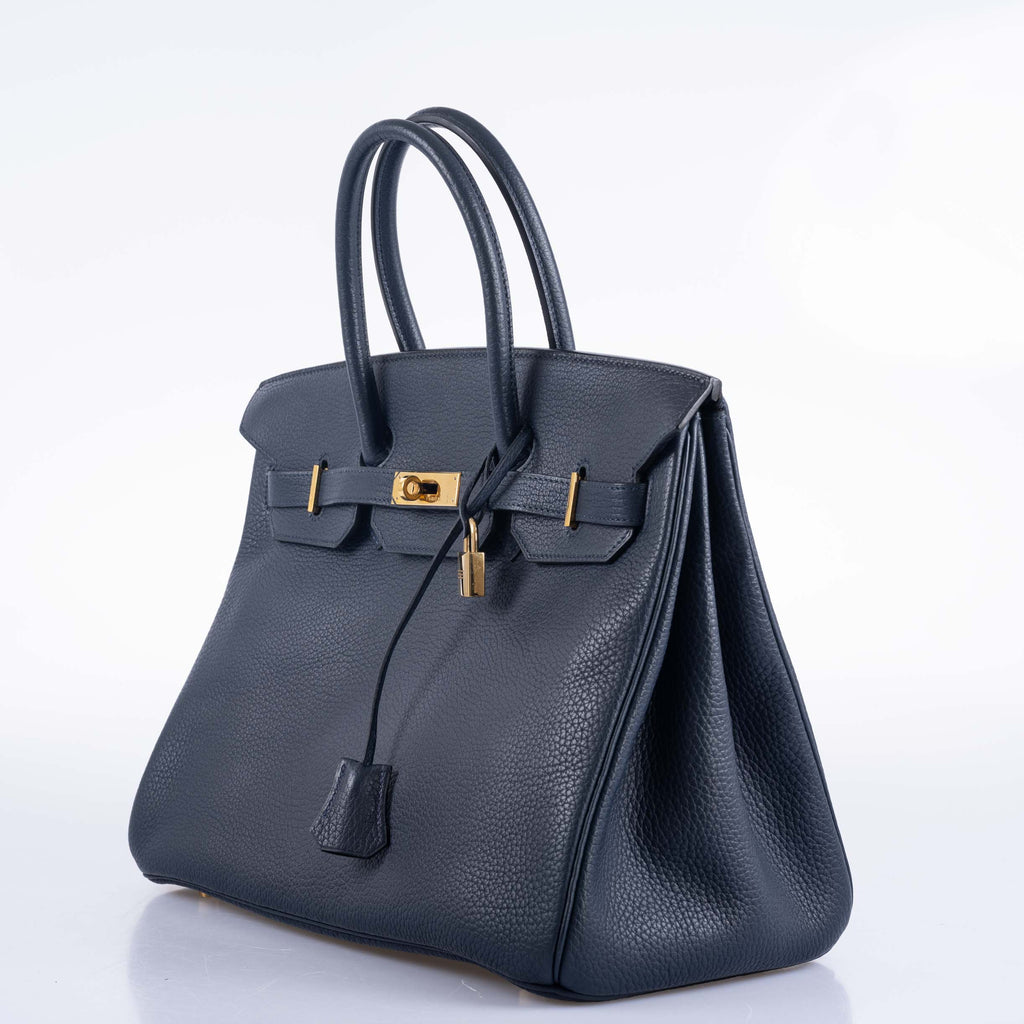 Hermès Birkin 35 Blue Sapphire Ardennes leather Gold Hardware