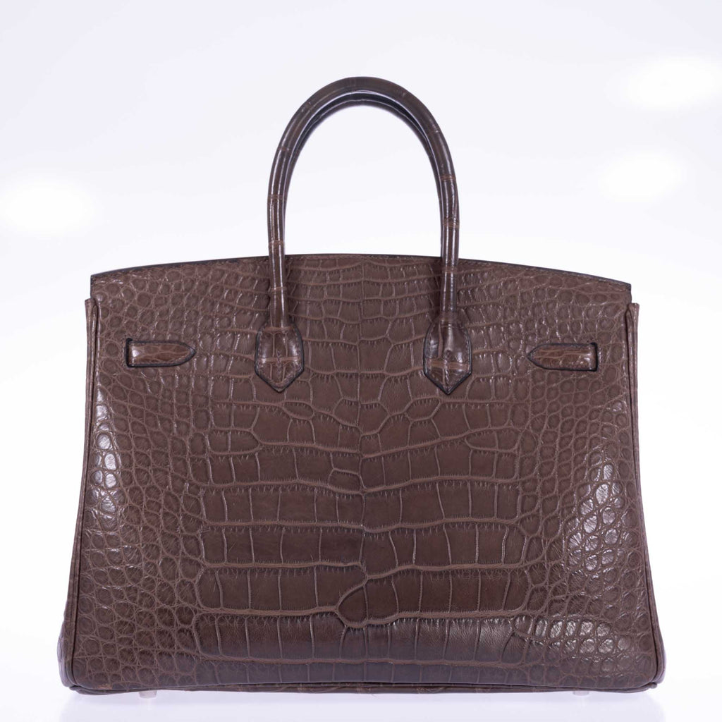 Hermès Birkin 35 Chocolate Matte Alligator Palladium Hardware