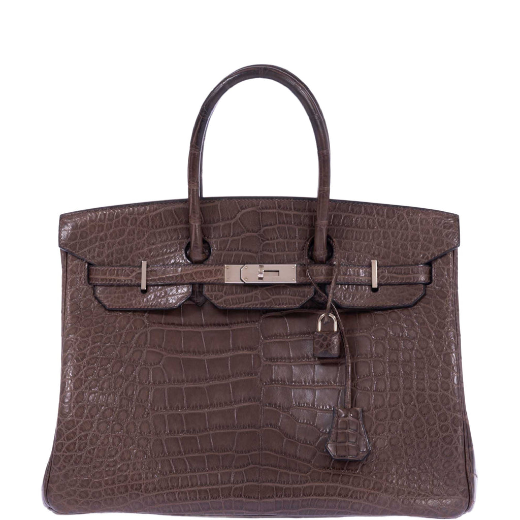 Hermès Birkin 35 Chocolate Matte Alligator Palladium Hardware
