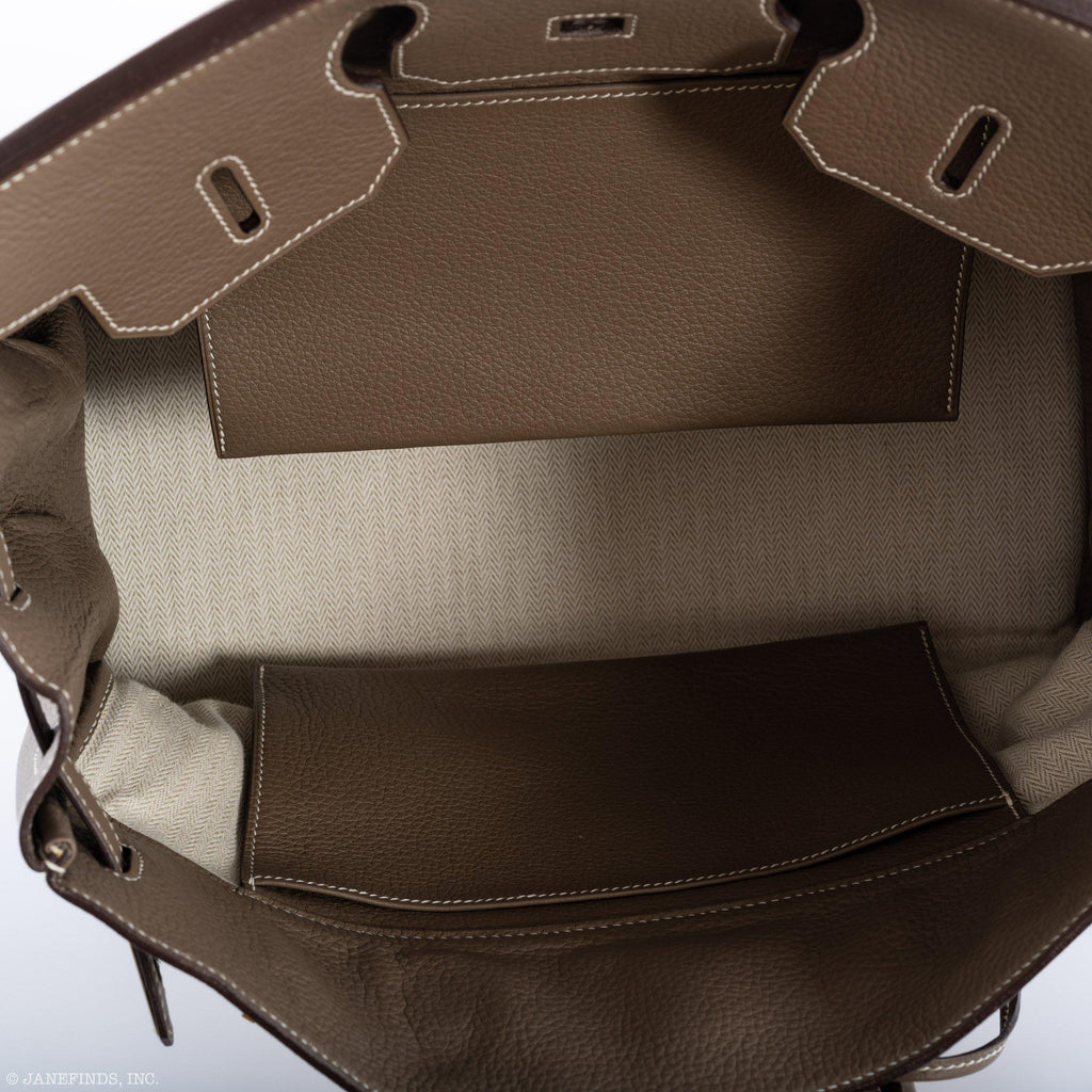 Hermès Birkin 35 Crinoline & Etoupe Clemence with Palladium Hardware