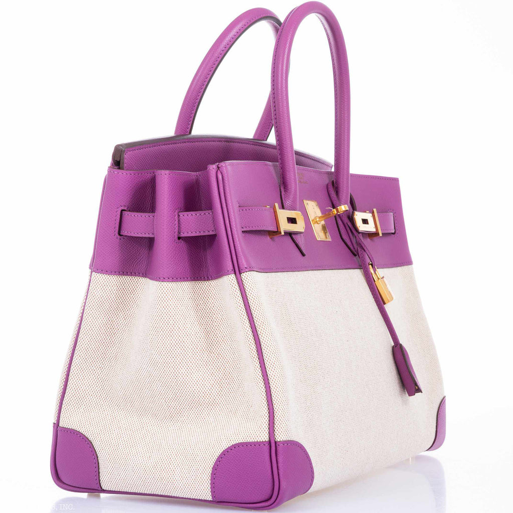 Hermès Birkin 35 Cyclamen Toile And Epsom Gold Hardware * Rare