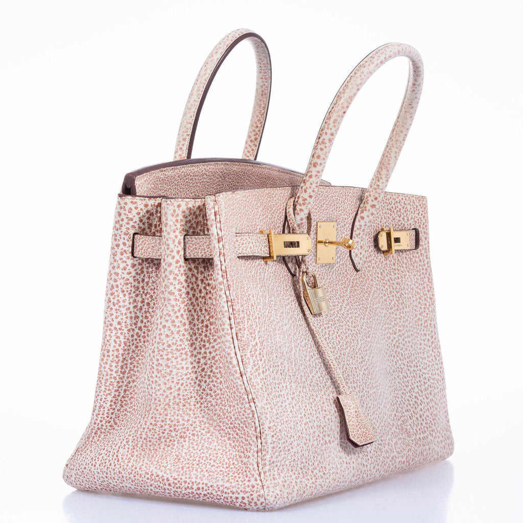 Hermès Birkin 35 Dalmatian Pink & White Buffalo Gold Hardware - Limited Edition