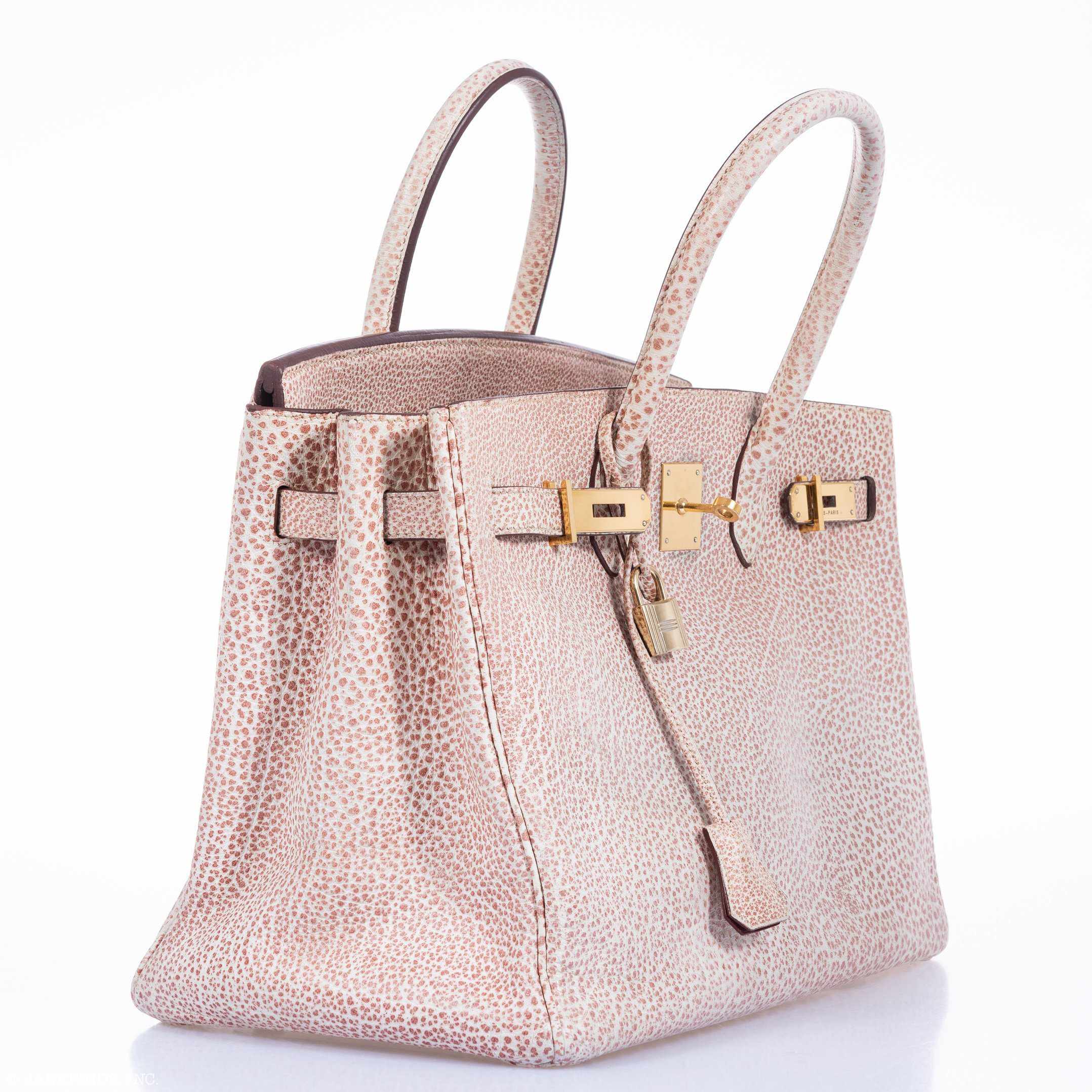 Hermès Birkin 35 Dalmatian Pink & White Buffalo Gold Hardware - Limited Edition