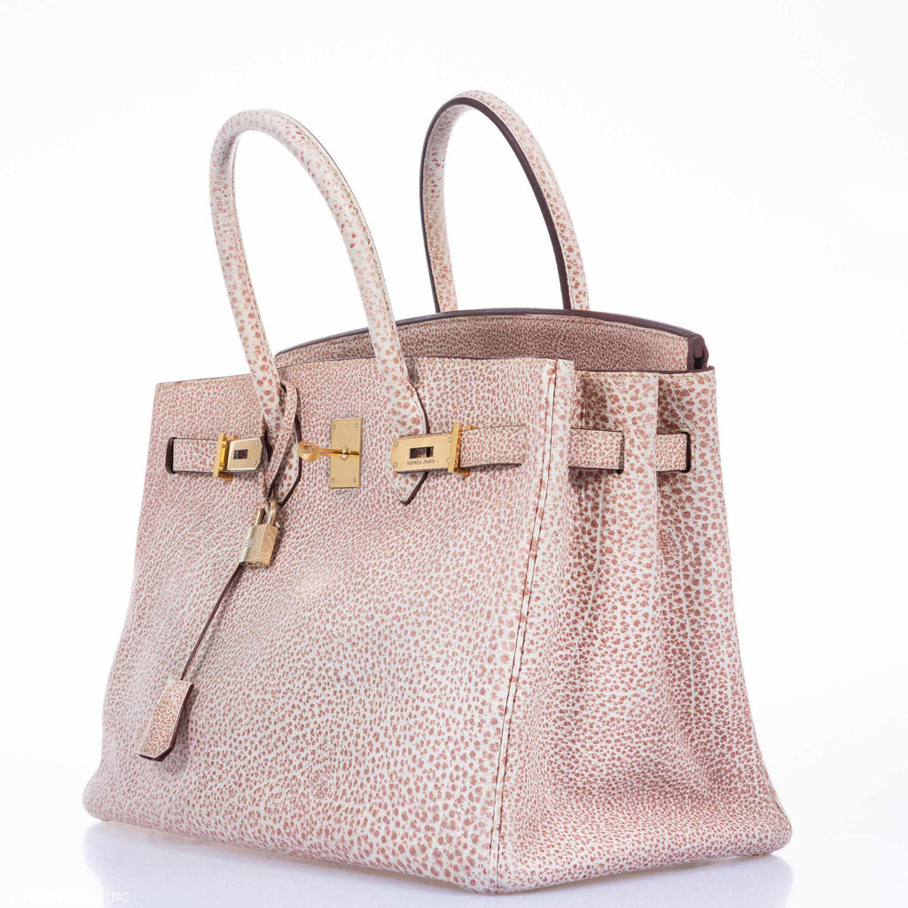 Hermès Birkin 35 Dalmatian Pink & White Buffalo Gold Hardware - Limited Edition