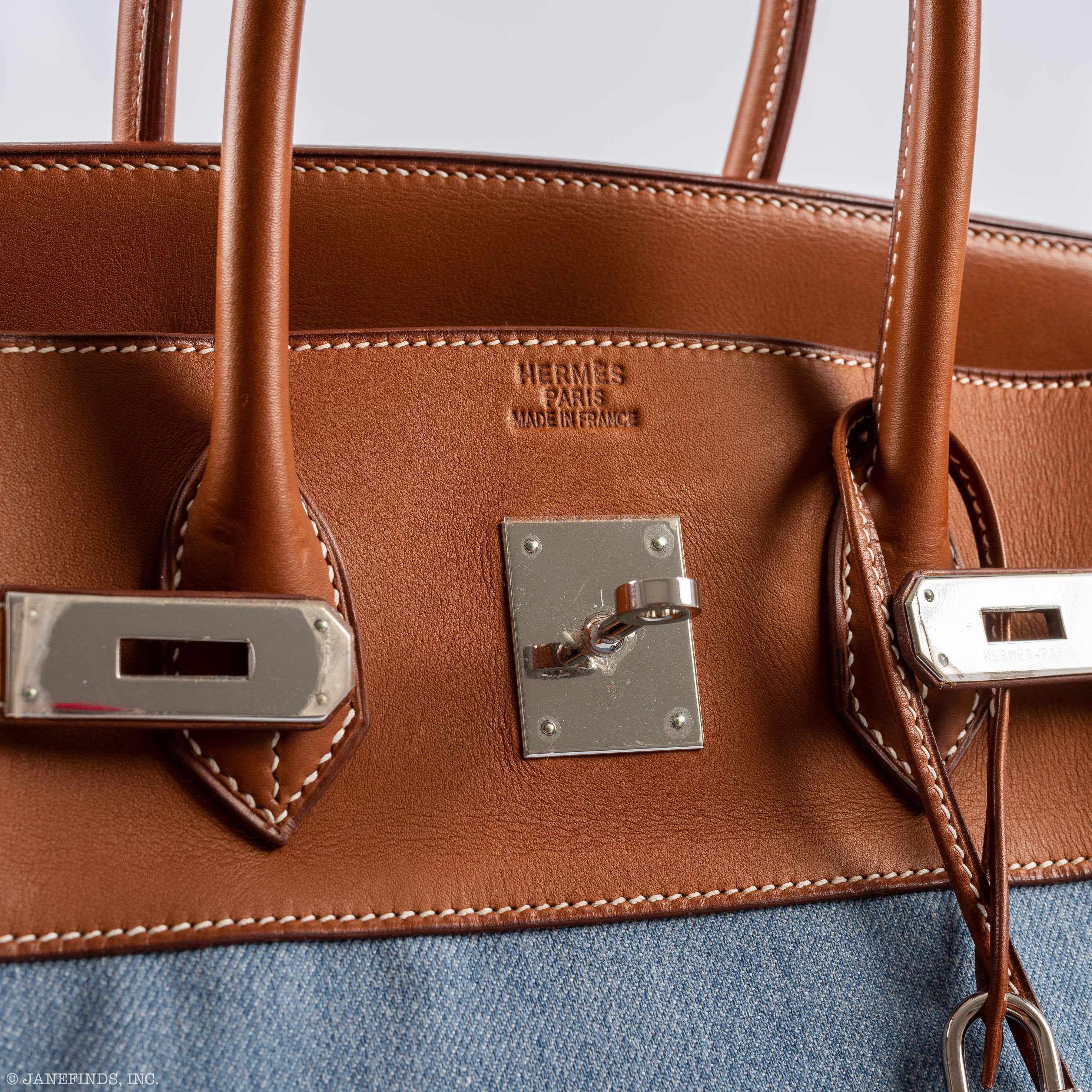 Hermès Birkin 35 Denim & Barenia Palladium Hardware - 2004