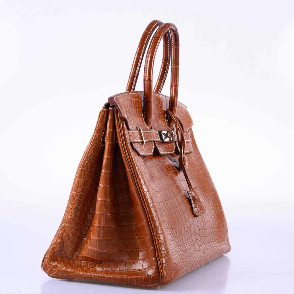 Hermès Birkin 35 Fauve Matte Porosus Crocodile Palladium Hardware