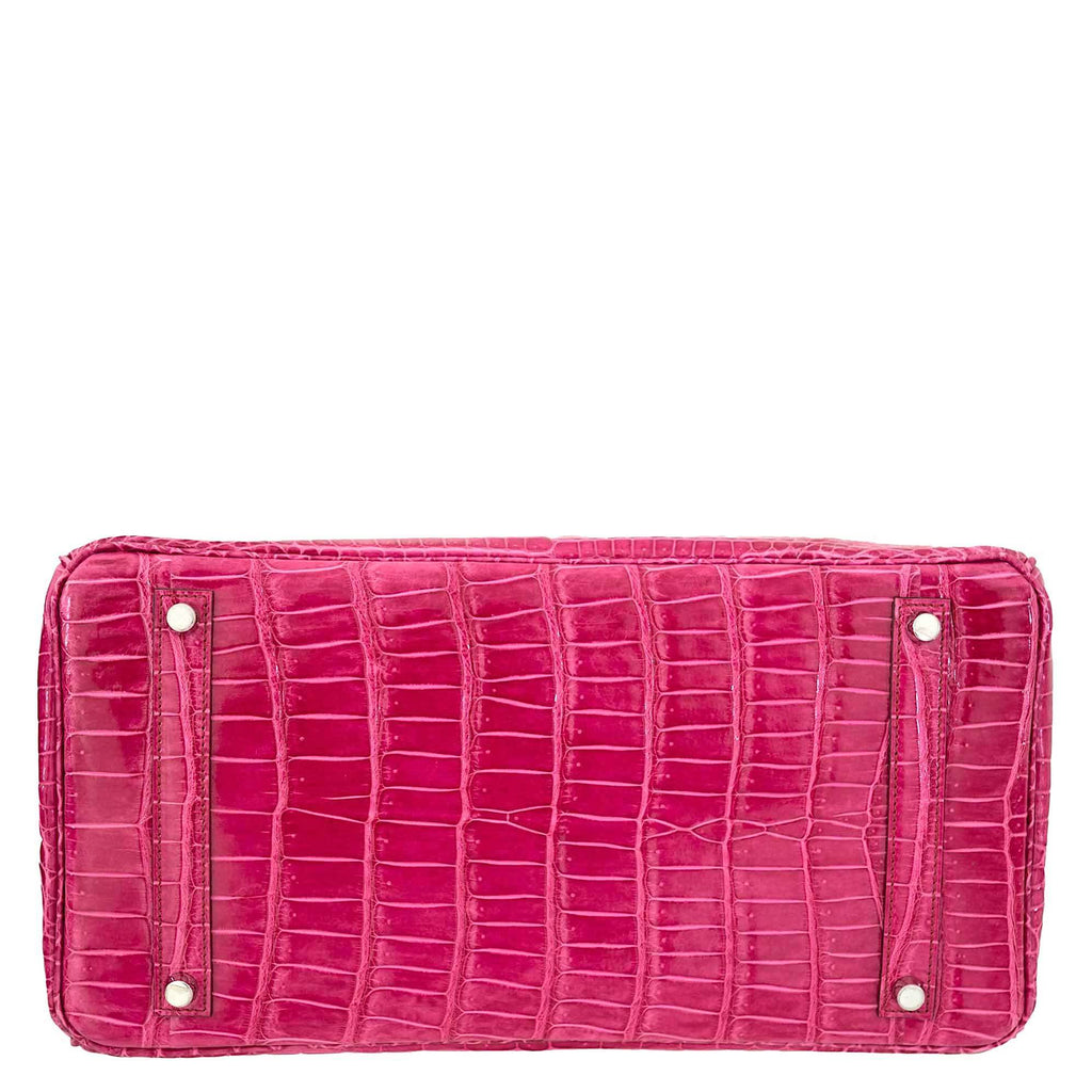 Hermès Birkin 35 Fuchsia Porosus Crocodile with Palladium Hardware - 2011, O Square