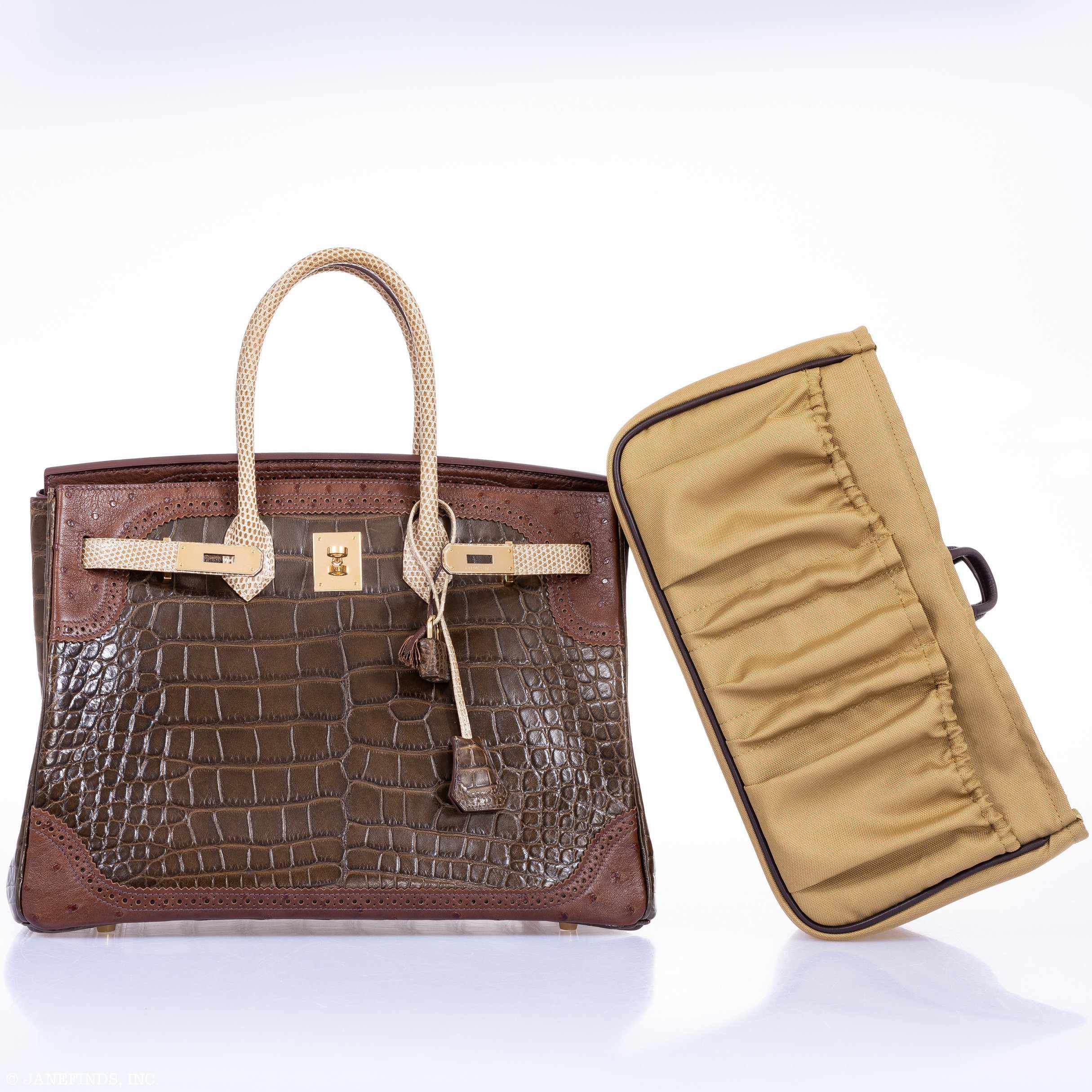 Hermès Birkin 35 Ghillies Grand Marriage Tri-Exotic Permabrass Hardware