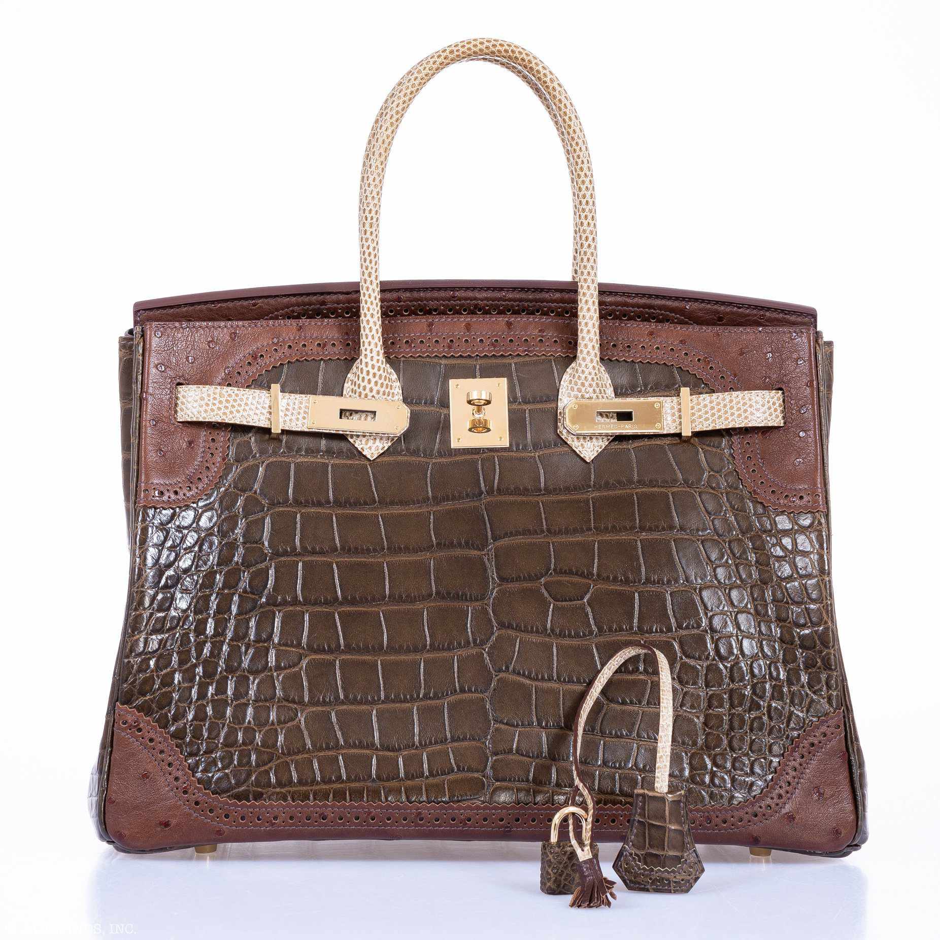 Hermès Birkin 35 Ghillies Grand Marriage Tri-Exotic Permabrass Hardware